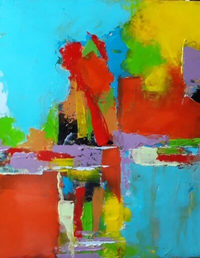 Elma SANCHEZ-LE MEUR, peinture "Plein les yeux", technique mixte, 50x50 cm