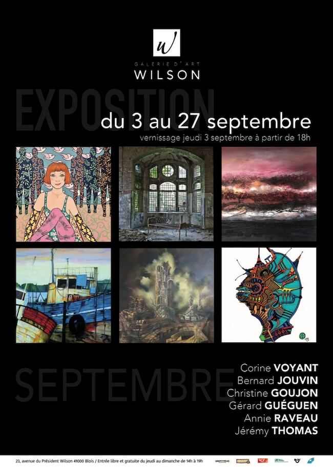 Affiche expo collective juillet 2026 à la Galerie Wilson à BLOIS