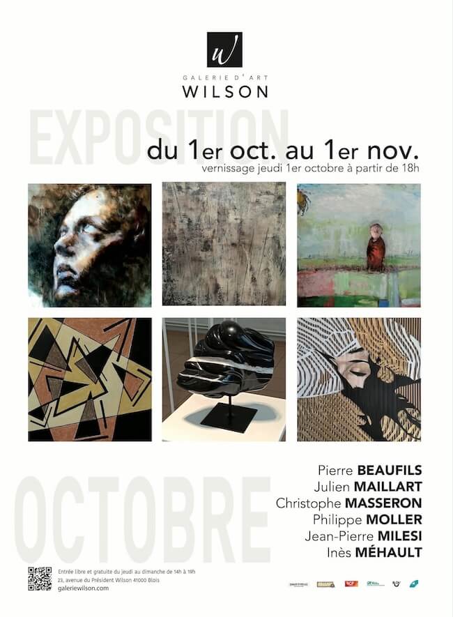 Affiche expo collective juillet 2026 à la Galerie Wilson à BLOIS